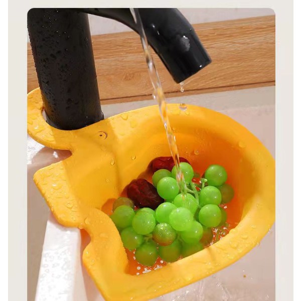 Elephant Sink Drain Basket Kitchen Water Strainer Multifunctional Faucet Basket Porous Drain Basket Strainer - Yellow