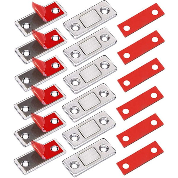 Magnetisk låsemagnet for skapdør 6 stk. Veldig tynn magnetisk lås for å feste på magnetlim Møbellukking Kraftig magnet