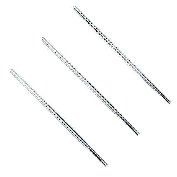 3 Par Serveringsbestik i Rustfrit Stål, Hot Pot Spisepinde, Koreanske Spisepinde, Varmebestandig Flatware Silver 39X0.65X0.65CM