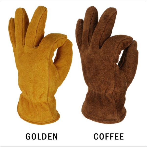 Varmhandskar, Vinterhandskar, Kohide Kalla-Resistenta Handskar, Utomhus Arbetshandskar, Tjocknade Lågtemperaturbeständiga Handskar, Skidhandskar, Brun M