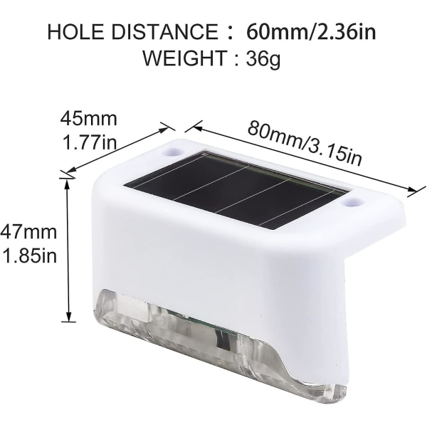 Trappstegslampor, Solcellslampor Led Vägglampor, Inomhus Utomhus Vattentäta Trappbelysning, Staketlampor (4-pack, Vit)