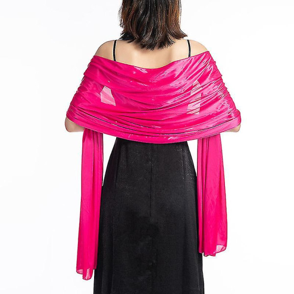 Sjal Klänningar Kväll Fest Wrap Bröllop Satin Ren Färg Cape Shrugs Boleros 200*70cm Rosy Rosy 200*70cm