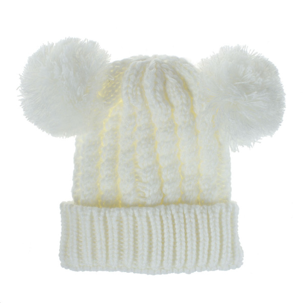 Babyflicka Hatt Stickad Beanie Baby Vinterhatt Söt Baby Pom Pom Beanies Hatt för Flickor Pojkar Tjock Varm Toddler Hatt, 1-5 År Gammal, 1st (Vit)