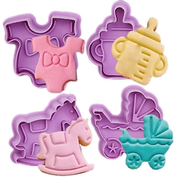 Baby Shower Kakformar Set med Fjäder Bakverk Fondant Skärare Kexform (1 set, Lila)