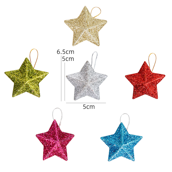 6 kpl Glitter Mini-riipus Tähti Joulukuusi Koristeet Riippuva Koristeet Koti Onnellinen Uusi Vuosi Lahja Juhla Tähti Riipus