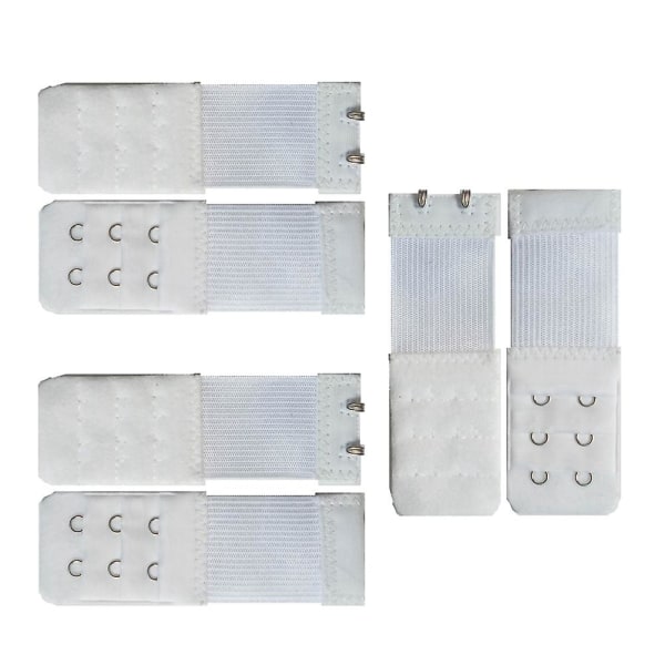 6 stk Komfortable BH-forlenger Elastisk Forlengelsesbeslag BH Forlenget Stropp (2 Kroker, Hvit)W White