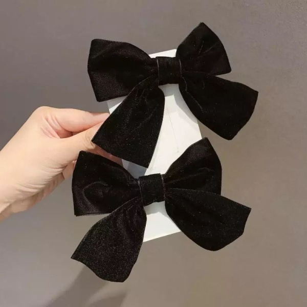 2PCS Velvet Hair Bows Black Hair Ribbon Clips 4" Big Fall Alligator Clips Hair Accessories for Women Girls Toddlers Kids Baby