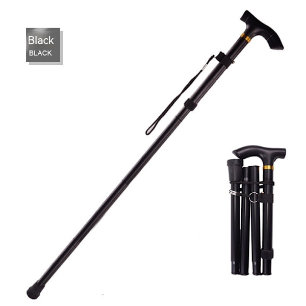 Stokke, Foldbar, Sammenklappelig Stok Vandrestok Højdejusterbar, Letvægts Anti-Slip til Rejser Udendørs Vandring Hjælp Bal black 1 pcs