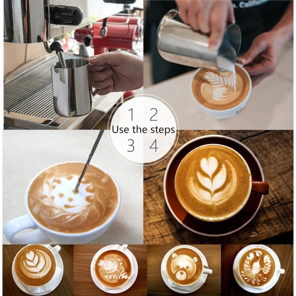 Mjölkskummare för kaffeskumproduktion - lämplig för Espresso - latte art chaika Buccino varm choklad - rostfritt stål