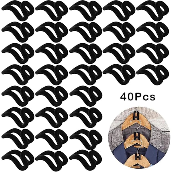 40 stk. Mini Tøjhængere Hængekrog Fløjlsblød Anti-slip Frakke Hængekrog Kaskaderende Hængere Skab Connector Hooks Til Garderobe, Badeværelse, Soveværelse, Køkken