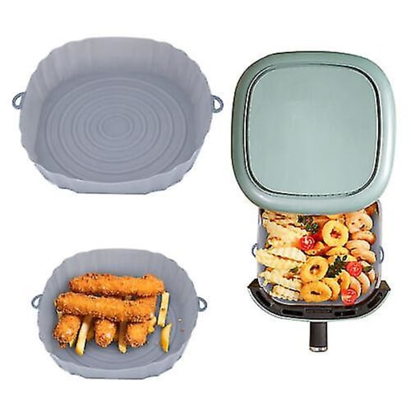 Air Fryer Silicone Pot Baking Basket Oven Non Stick Reusable.liners.microwavableGray