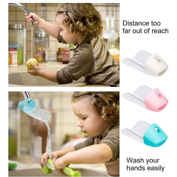 Babyhaneforlænger til børn Vandhaneforlænger til småbørn Barn Børn Håndvaskevandsdyseforlænger køkkenbadeværelse (3 stk, flerfarvet)