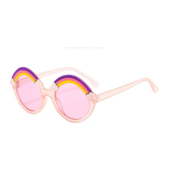 Barnsolglasögon Söt tecknad regnbåge med rund ram Glasögon Skydd Sommar strandfest Glasögon för pojkar Flickor