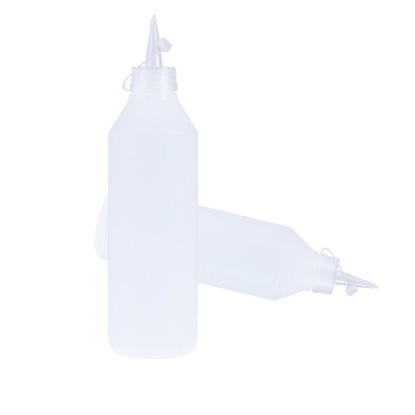 2 stk. 500 ml Plastik Klemmeflasker med Lækagesikre Låg Dispenser til Flydende Lim (hvid) Hvid 2 stk. White 2pcs