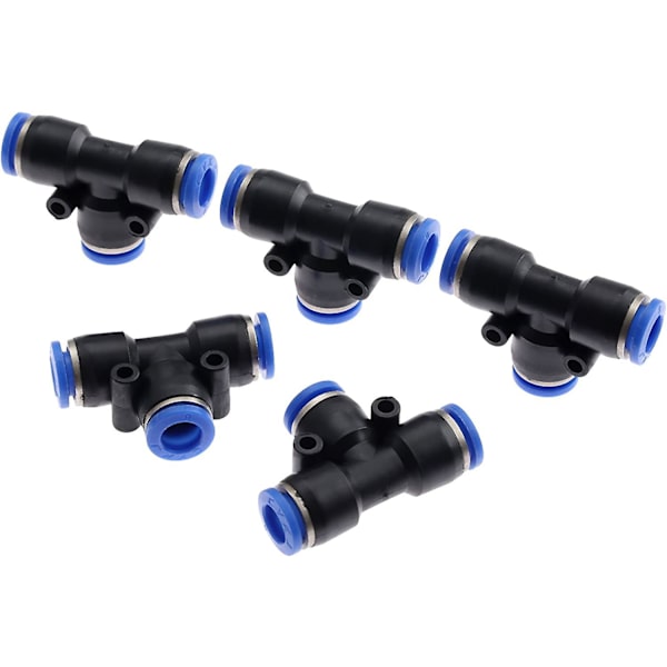 5 stk. Havevandsslange Fittings Vandhane Slangeforbindelse 3-vejs Pneumatisk Hurtigkobling Push-in-8mm Slangeforbindelse til Forbindelse af Vandledning