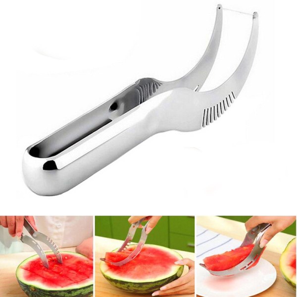 Watermelon Cutter i Rustfritt Stål, Stål Watermelon Terning Cutter, Morsom Watermelon Skjæreverktøy, Rustfritt Stål Water Melon Terning Cutter