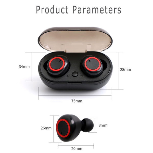 Udendørs sports trådløse hovedtelefoner med touch-øretelefoner (sort og rød)