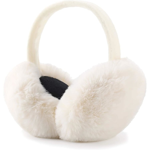 Vita vinterhörselkåpor Fuskpäls varma öronkåpor Söta hopfällbara utomhushörselkåpor för kvinnor tjejer