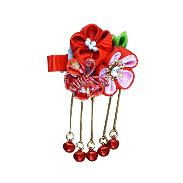 Japansk Stil Hårklämma Sakura Mönster Barrette Arkaiskt Snöre Hårnål Huvudbonad Hårtillbehör Red