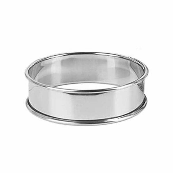 Rostfria Crumpet-ringar, Dubbelrullade Tart-ringar, Runda Metallbakningsformar för Bakning, Silver