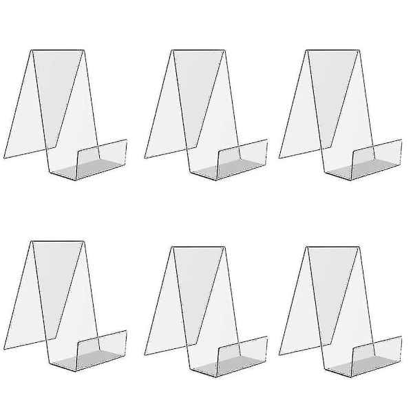6-pack Klar Akryl Bokstöd, Transparent Bokdisplaystöd, Bokstöd för Visning, Akryl Bokhylla