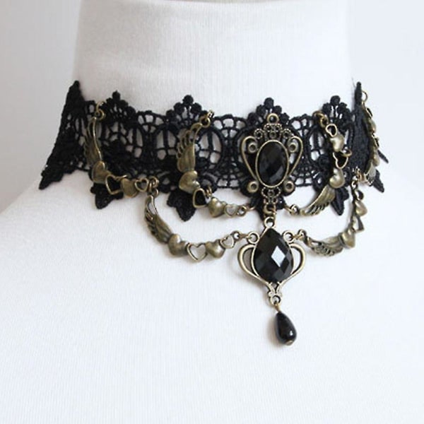 Gothic Svart Blonde Choker Halskjede Med Anheng For Kvinner/jenter Punk Party Cosplay Kostymer Bryllup
