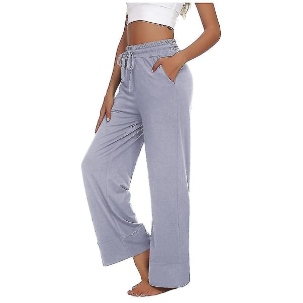 Yogabukser til kvinder med høj talje, brede ben, snøre afslappede løse bukser