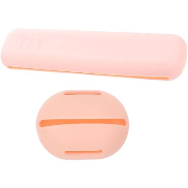 1 set silikon sminkborstehållare Bärbar skönhetsägglåda Puderpuffbehållare Rosa 20X4.8CM Pink 20X4.8CM