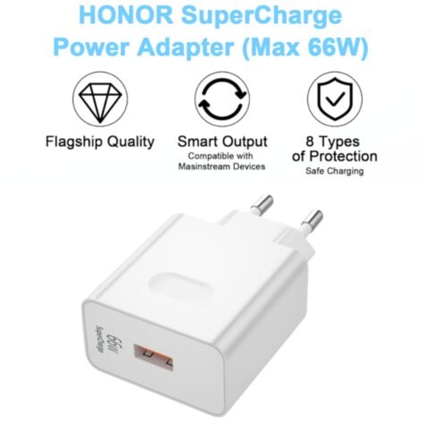 66W Supercharge Hurtiglader for Honor 200 Lite 90 Lite Magic6 Lite, 66W Supercharge Lader med 6A USB C Kabel 1m for Honor Magic6 6Pro Magic7 Lite H