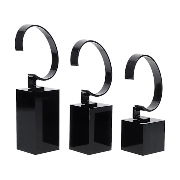 3 kpl Rannekketeline Akryyli C-tyyppinen Kellonteline Ranneke Bangle-teline Akryyli Kellonäyttöteline Akryyli Kellonäyttöpidike Musta 16.5X6CM Black 16.5X6CM