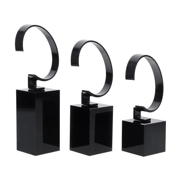 3 stk Armbåndsstativ Akryl C-Type Urstativ Armbånd Banglestativ Akryl Urvisningsstativ Acr Black 16.5X6CM