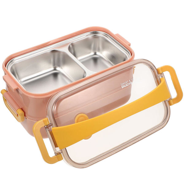 1600ml Matboks i rustfritt stål 304 Dobbeltlags Termisk Matbeholder Matlagringboks Med Lopp For Studenter (rosa)Rosa Pink