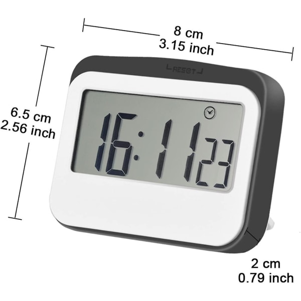 Magneettinen digitaalinen 24 tunnin keittiöajastin/kello suurella näytöllä (1 kpl, harmaa)