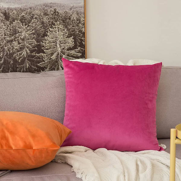 Sett med 2 fløyels putetrekk Dekorative sofaputer Supermyk myk komfortabel dekorasjon Hjem Stue Soverom For sofa 65x65cm Gul