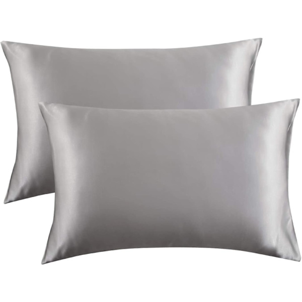 Satin Kuddeöverdrag för Hår och Hud, 2-pack - Standardstorlek Kuddeöverdrag - Satin Kuddeöverdrag med Kuvertstängning Silvergrå 20 x 29 Silver Grey 20  x 29