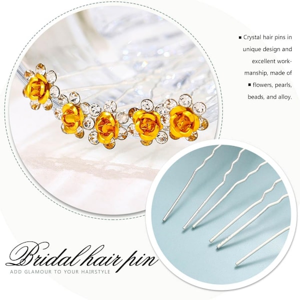 10 st U-formade Rhinestone Bröllopshårnålar Silver Söstjärna Kristall Fest Hårklämma Huvudbonad Bal Hårkläder Smycken Hårnålar