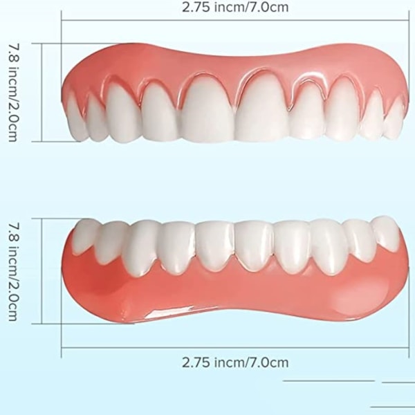 2 stk. Instant Smile Comfort Fit Flex Tænder - Øvre og Nedre Matchende Sæt, Naturlig Skygge! Fix Dit Smil Derhjemme Inden for Minutter!