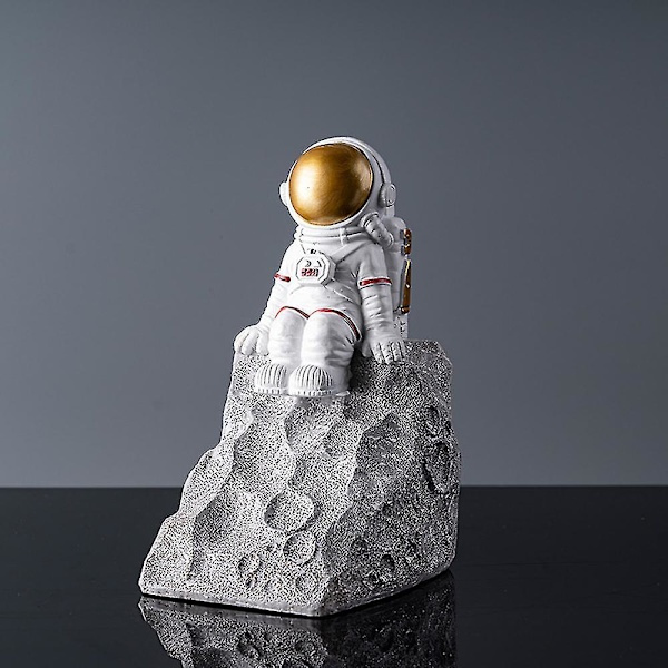 Bokstöd i Resin Astronaut för Skrivbord, Studiedekoration (Silver)
