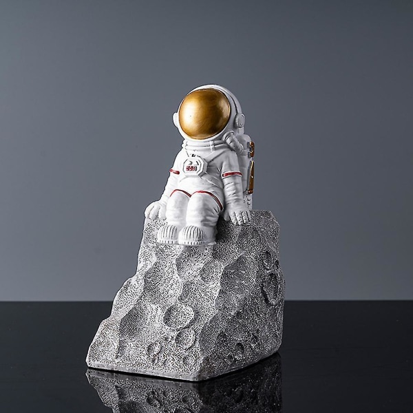 Resin Astronaut Bookend Desktop Study Ornament (sølv)