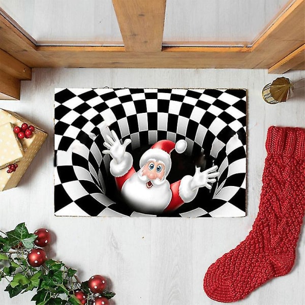 Jule 3D Illusion Dørmatte Antislip Gulvmatte Sengsideområde Tæpper Til Soveværelse Stue Børn 80X120cm Rød Stjålet Grinch Red Stolen Grinch 80X120cm