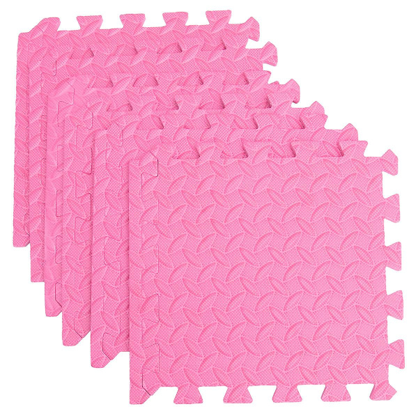 6 st. Tjocka Eva Bladkornplattor, Ihopkopplande Plattformmatta, Skyddande Kudde, Sammanfogning Pink 30X30CM