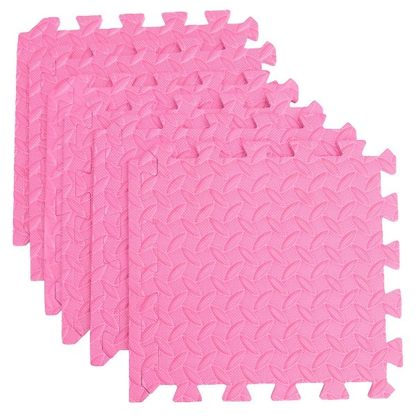 6 stk Tykke Eva Bladkorn Fliser Interlocking Fliser Patchwork Gulvmatte Beskyttende Pute Splicing Pink 30X30CM