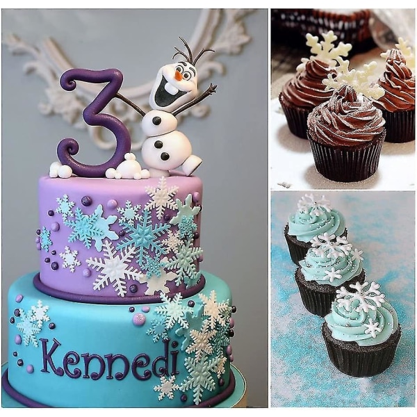 4 set, (12 st) Snöflinga Tårtmodellering Verktyg, Snöflingeformade Kakformar, Vita Snöflinga Kakformar i Plast, Tjock och Tunn Snöflinga Fjäderform