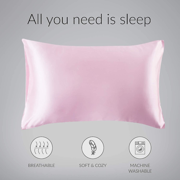 Satin Kuddeöverdrag för Hår och Hud, 2-pack - Standardstorlek Kuddeöverdrag - Satin Kuddeöverdrag med Kuvertstängning Rosa 20 x 26 Pink 20  x 26