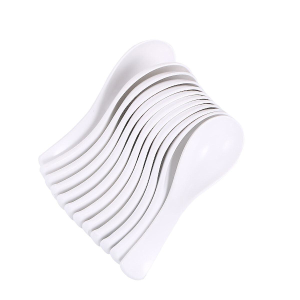12 stk. A5 Melamin Skeer Brudsikker Suppe Ske Imitation Porcelæn Krydderi Ske Til Køkken Restaurant Hotel HvidM White M