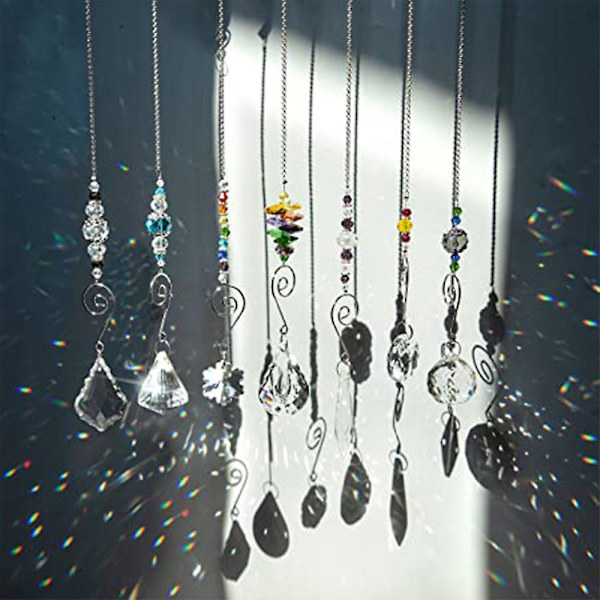 7 kpl Kristalli Rainbow Suncatcher Lasikuulaketju Fengshui Riippuva Koriste Ikkunaan Puutarhaan Juhliin