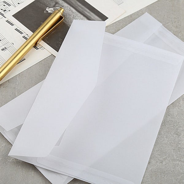 100 stk gennemskinnelig blank hvid pergament papir konvolut Postkort Invitationer Omslag konvolutter