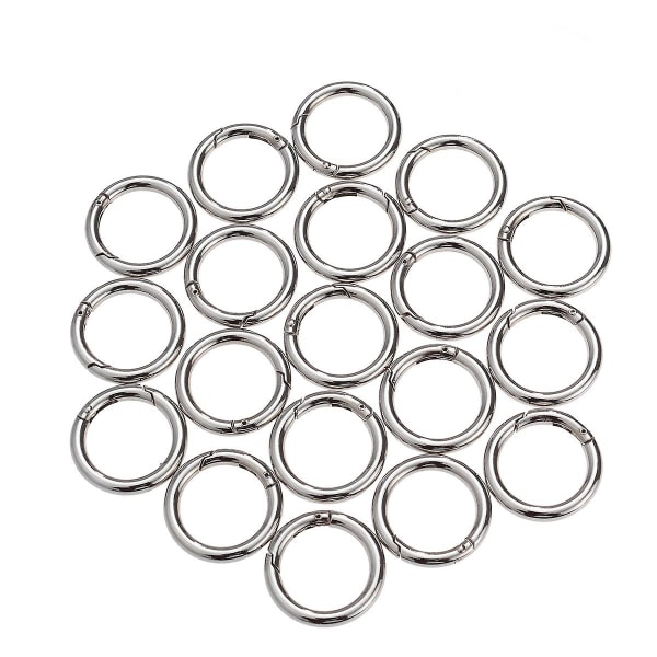 20 Pcs Stainless Carabiner Open Gate Rings Stainless Steel Ring Jump Ring Jewelry Metal O RingSilver