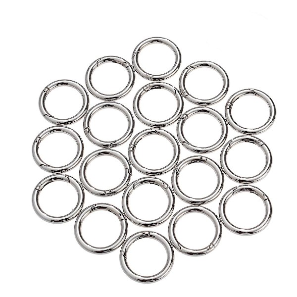 20 st. Öppna Karabinkrokar, Öppna Ringar i Rostfritt Stål, Metallringar, Hoppringar, Silver Silver