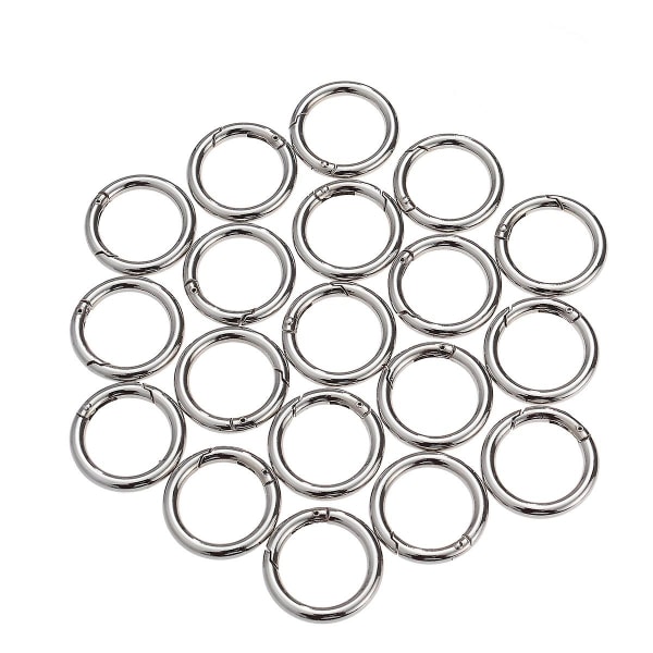 20 st Rostfri Karbinhake Open Gate Ringar Rostfritt stål Ring Jump Ring Smycken Metall O RingSilver Silver